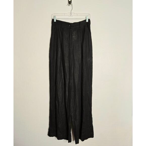 Anthropologie Faithful The Brand Circa Pant Black Linen Wide Leg Minimalist Chic - Picture 3 of 13